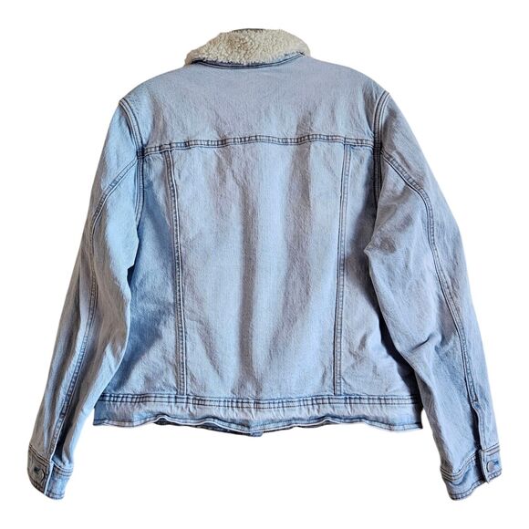 UNIVERSAL THREAD Women's L Jean Jacket Sherpa Lined Light Blue Metal Buttons 42 - Picture 8 of 8